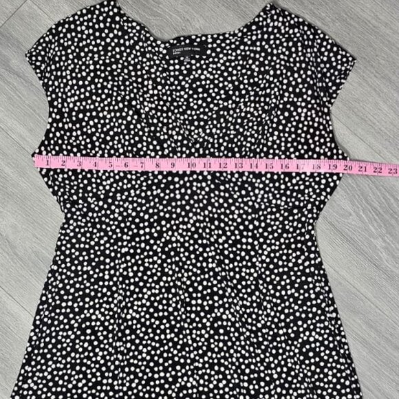 Jones New York Women’s 14 Polka Dot A-Line Dress Black White Twist Front Midi - Picture 6 of 8